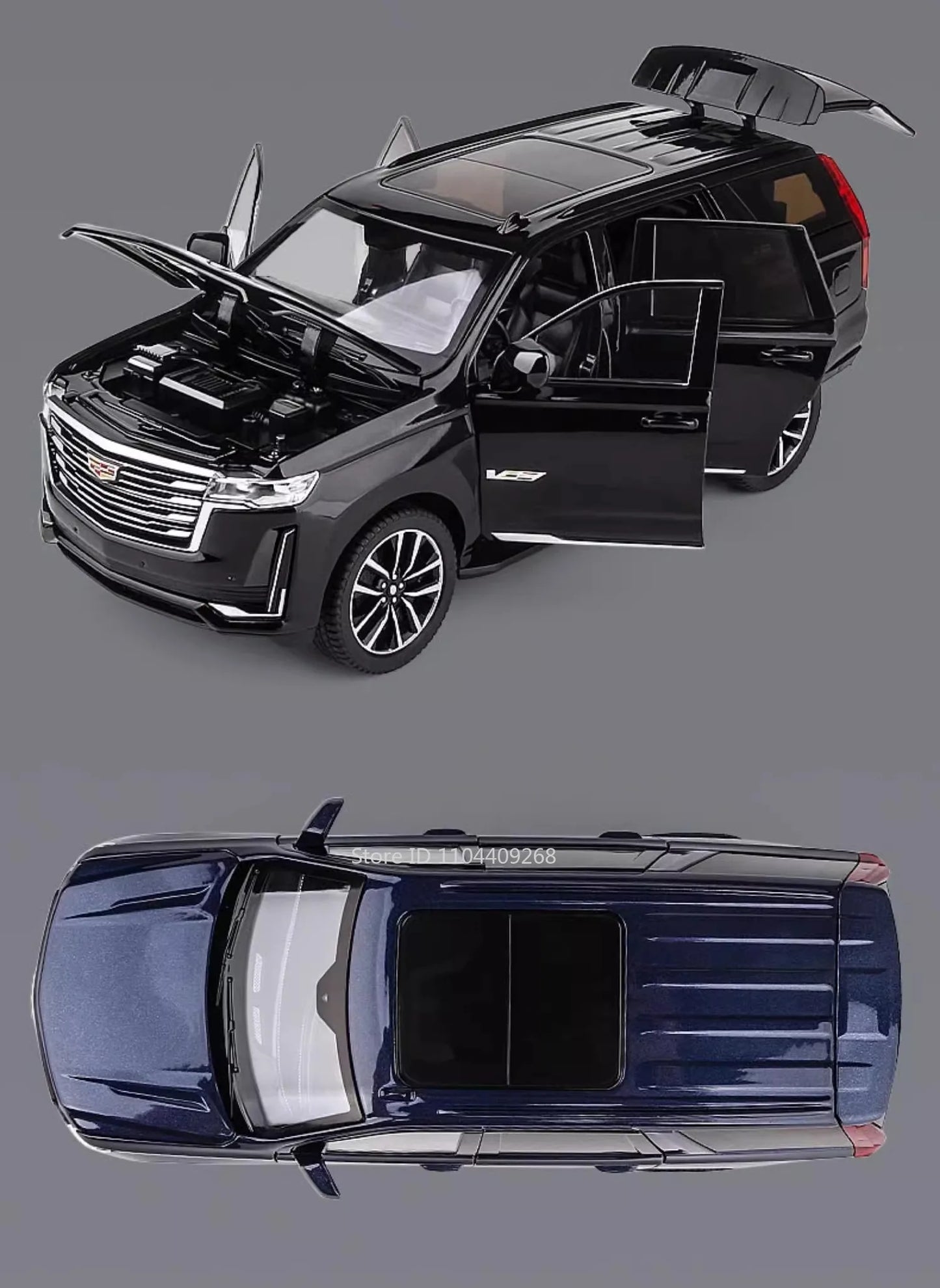 1:24 Scale Escalade Car Model Toy Shock Absorption Doors Opened Alloy Diecast Vehicle Models Collection Gifts for Children