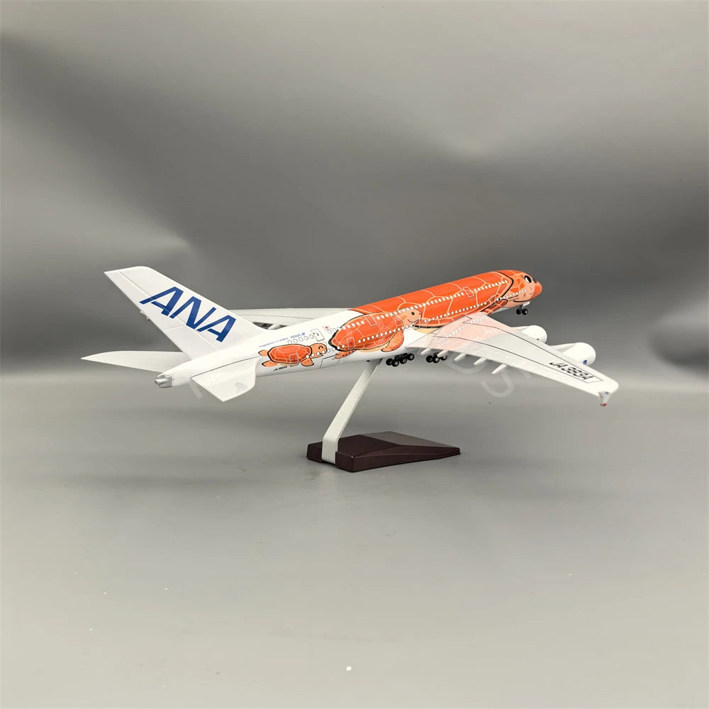1:160 47CM Japón aire ANA juguetes Airbus A380 modelo avión dibujos animados tortuga marina aerolíneas avión fundido a presión para Decoración