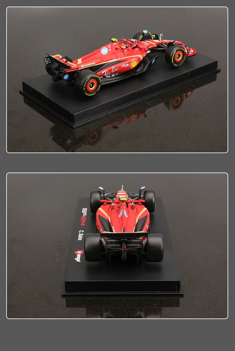 Bburago 1:43 Ferrari SF24 F1 Modelo de coche 2024 Temporada 16 #   Leclerc 55 #   Regalo de juguete de carreras de fórmula fundido a presión de vehículo de lujo de aleación Sainz