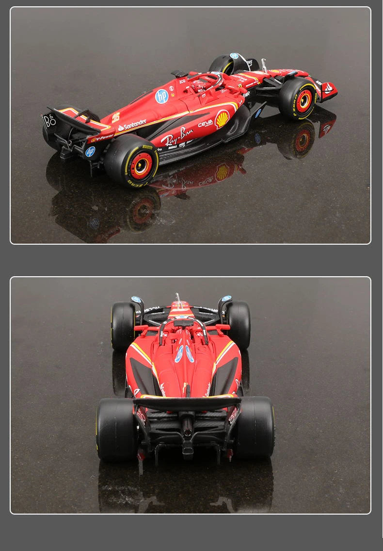 Bburago 1:43 Ferrari SF24 F1 Modelo de coche 2024 Temporada 16 #   Leclerc 55 #   Regalo de juguete de carreras de fórmula fundido a presión de vehículo de lujo de aleación Sainz