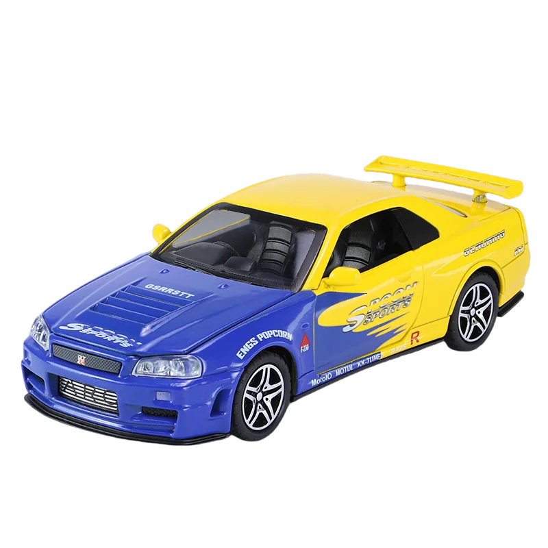 1:32 GTR R34 SKYLINE Fast Alloy Simulation Car Model Diecasts & Toy Vehicles And Furious Cars Decoration Toys For Children Boy