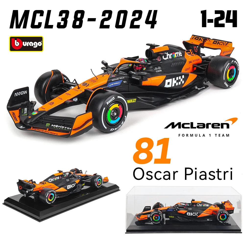 Bburago 1:24 2024 McLaren F1 4 # Lando Norris 81 # Oscar Piastri Die Casting modelo de precisión colección de modelos de coches