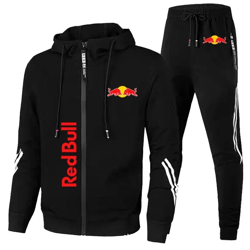 2025 Nueva chaqueta deportiva Red Bull, traje con capucha para hombre, estampado de logotipo Red Bull, chaqueta deportiva para ocio al aire libre, conjuntos de ropa Red Bull