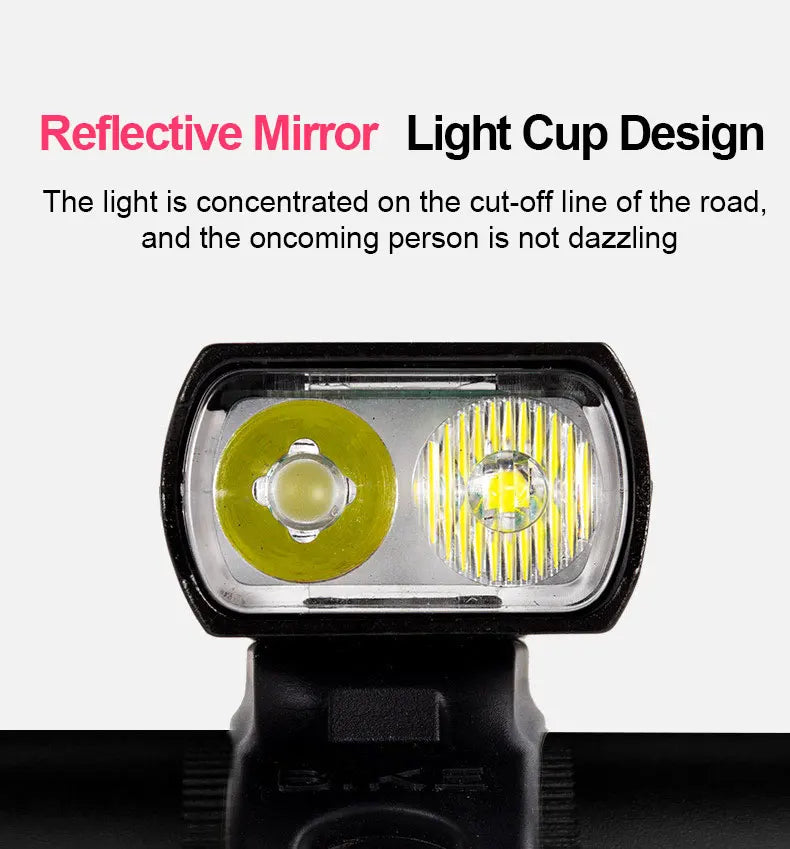 Luz de bicicleta T6 LED frontal USB recargable MTB lámpara de bicicleta de montaña 1000LM faro de bicicleta linterna ciclismo Scooter cola