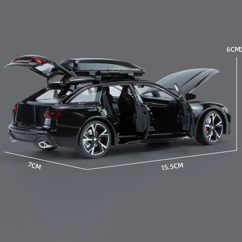 1/32 Audi RS6 Toy Car Model with Sound Light Doors Opened Alloy Diecast Model Vehicle Collection Toy for Boy Adult Festival Gift