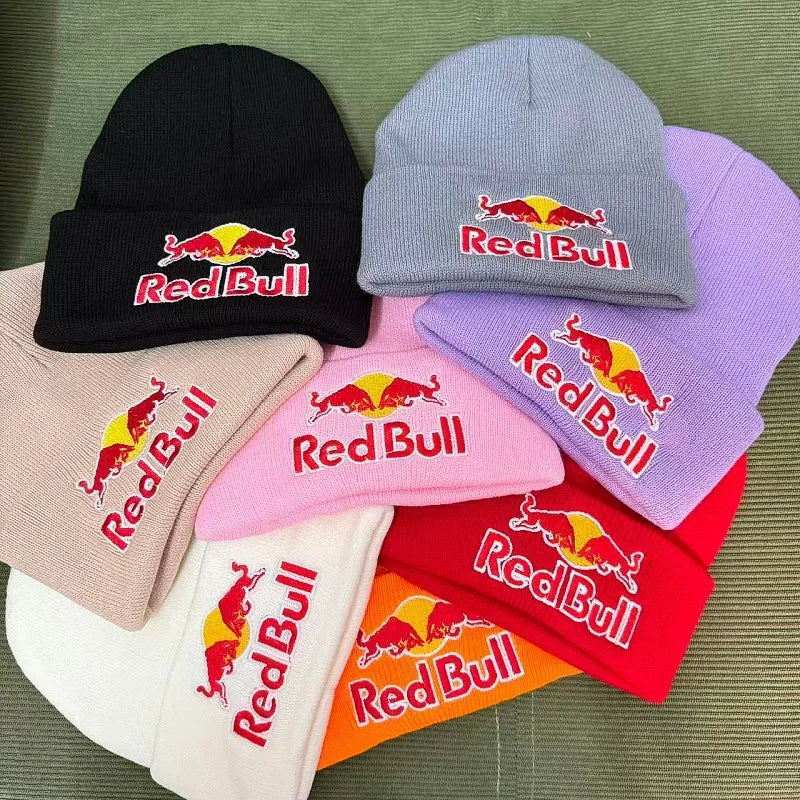 Nuevo Gorro de punto Red Bull para esquí al aire libre, gorro cálido con protección contra el frío y gorro Red Bull grueso para hombres y mujeres