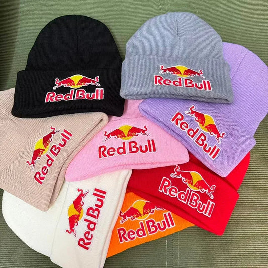 Nuevo Gorro de punto Red Bull para esquí al aire libre, gorro cálido con protección contra el frío y gorro Red Bull grueso para hombres y mujeres