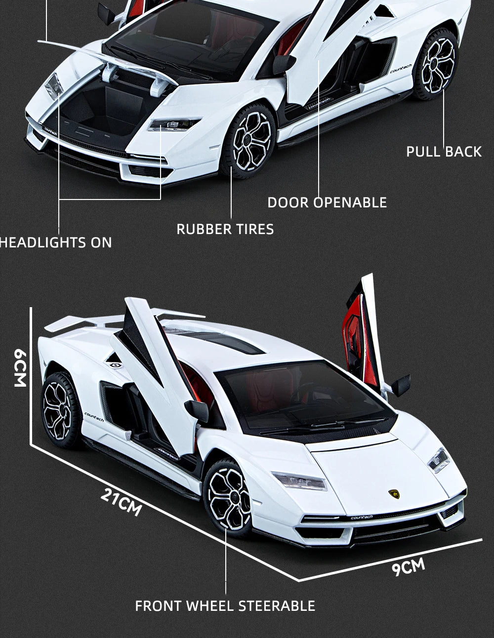 1:24 Lamborghini Countach LPI 800-4 Alloy Sports Car Diecast Model Sound Light Toy Exhibition Display Decoration Collestion Gift