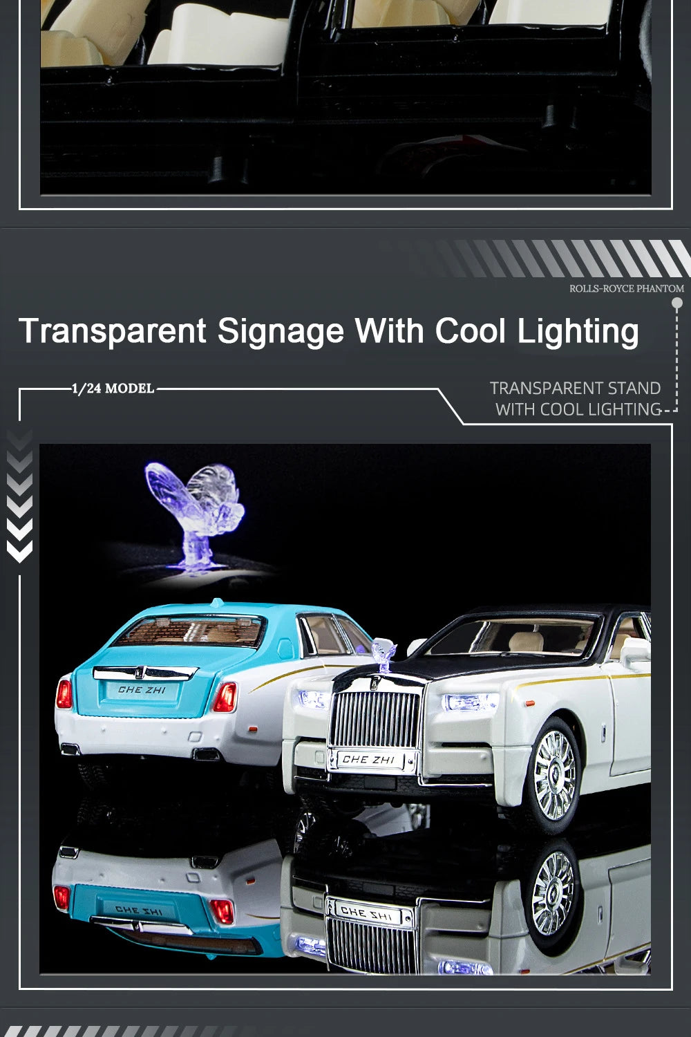 1/24 Rolls Royce Phantom Diecast Toy Cars Model Simulated Pull Back Limousine Zinc Alloy Metal Toy Car for Kids Gifts Collection