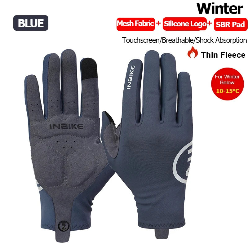INBIKE 2024 guantes de ciclismo acolchados de Gel para hombres Otoño Invierno guantes de lana para bicicleta de carretera MTB accesorios de bicicleta con pantalla táctil de dedo completo