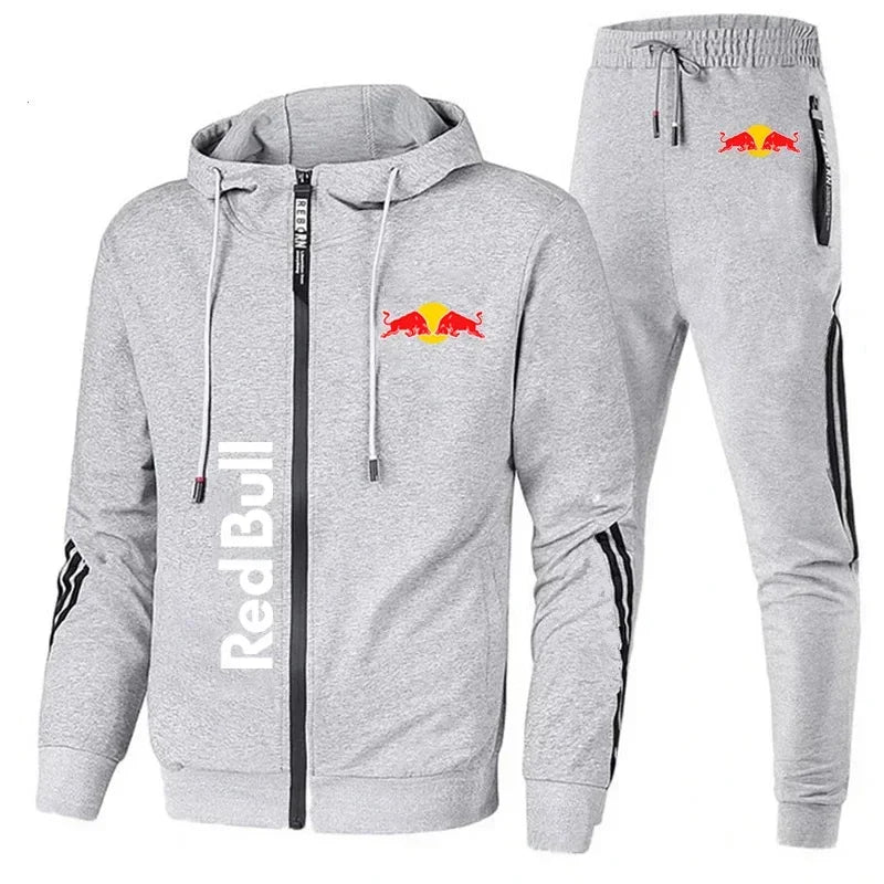 2025 Nueva chaqueta deportiva Red Bull, traje con capucha para hombre, estampado de logotipo Red Bull, chaqueta deportiva para ocio al aire libre, conjuntos de ropa Red Bull