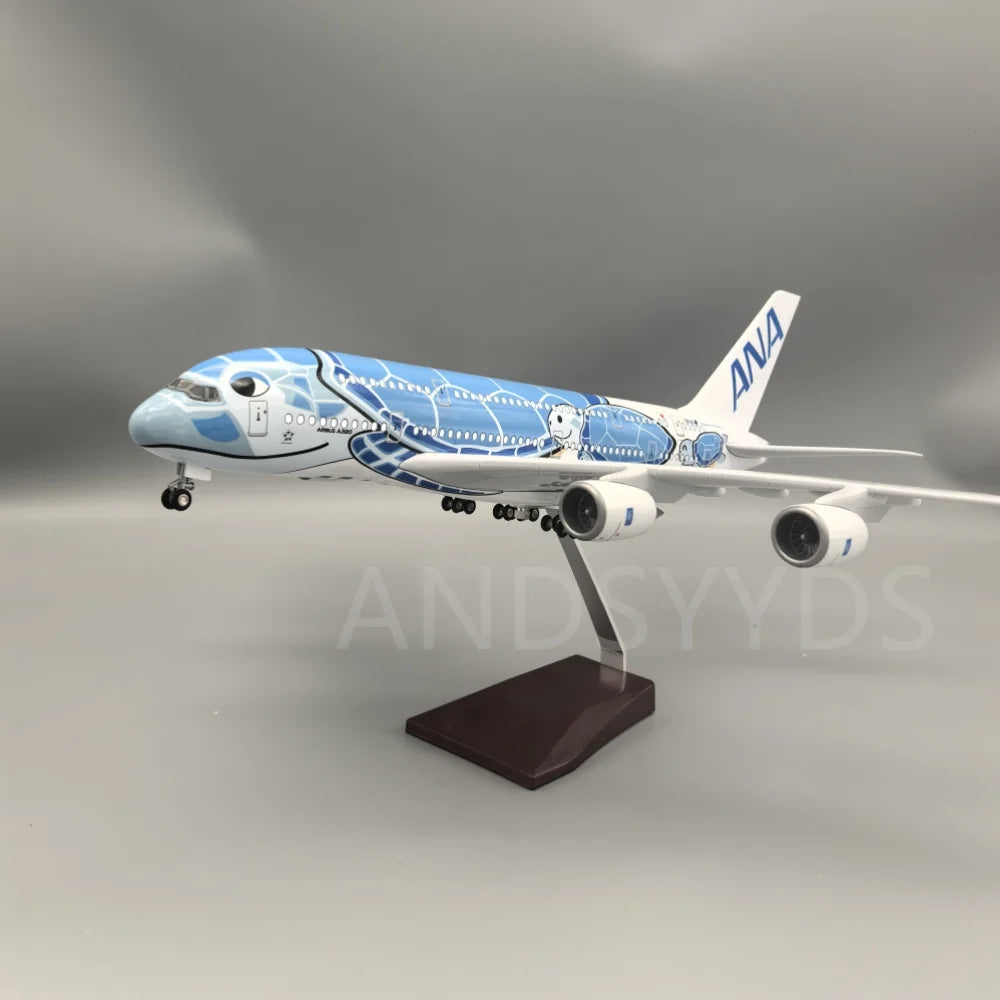 1:160 47CM Japón aire ANA juguetes Airbus A380 modelo avión dibujos animados tortuga marina aerolíneas avión fundido a presión para Decoración