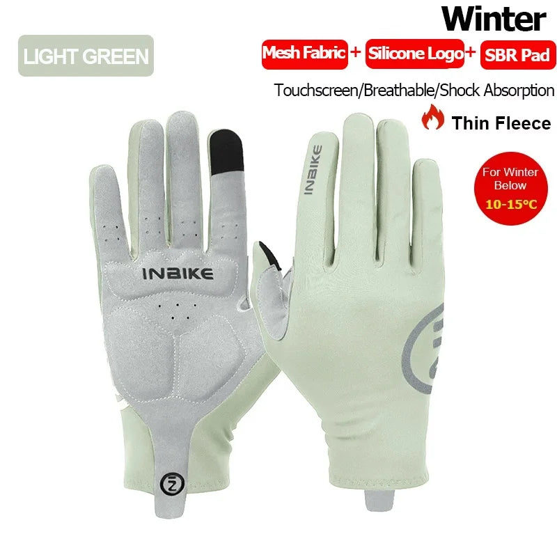 INBIKE 2024 guantes de ciclismo acolchados de Gel para hombres Otoño Invierno guantes de lana para bicicleta de carretera MTB accesorios de bicicleta con pantalla táctil de dedo completo