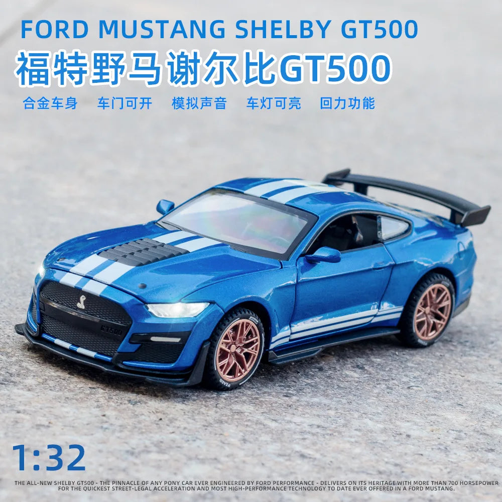 1:32 Ford Mustang GT500 Muscle Sports Car High Simulation Diecast Metal Alloy Model car Sound Light Collection Kids Toy Gifts