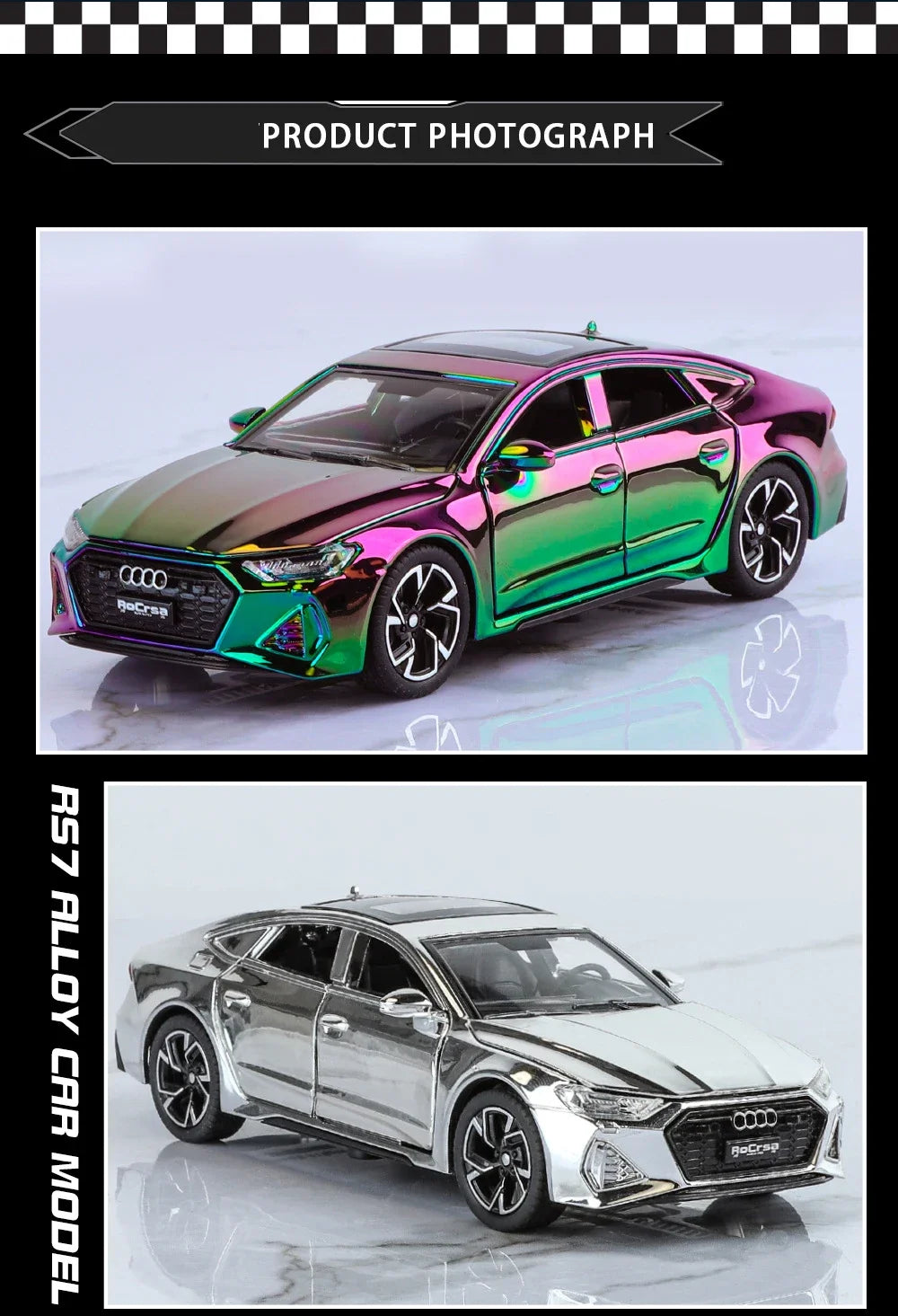 1:32 Audi RS7 Sportback Quattro Alloy Miniature Scale Car Model Sound Light Diecast Metal Toy Car Vehicle Gift Collection