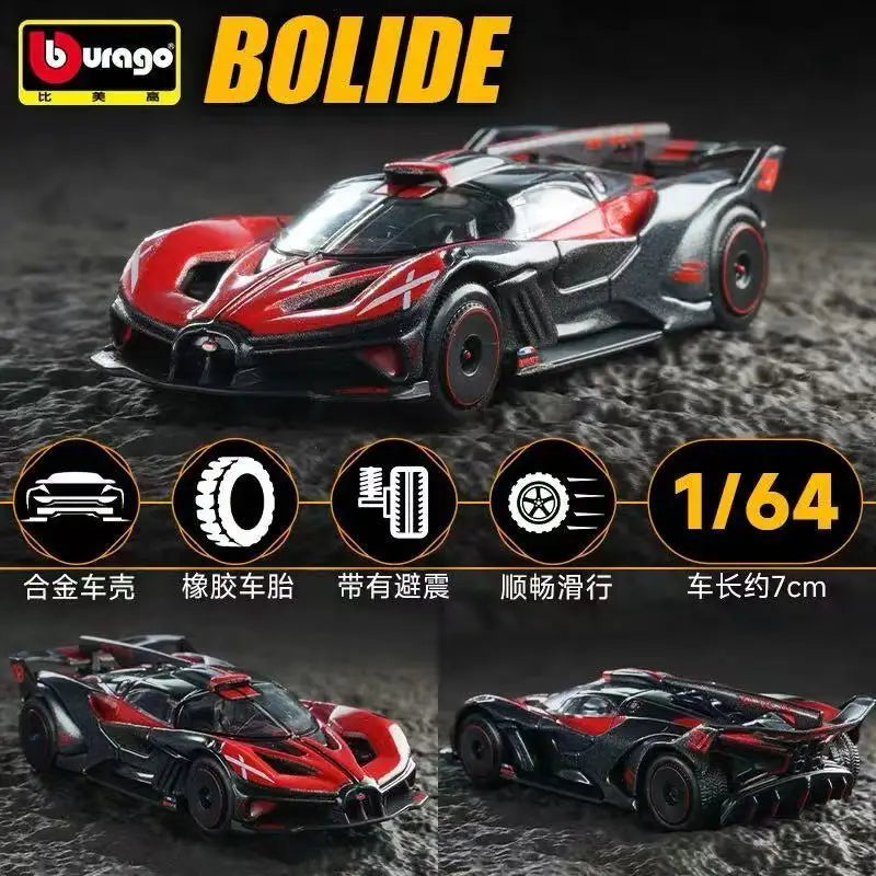 Bburago 1:64 Bugatti Bolide Flying Fire Meteor Alloy Die Cast Car Model Collection Supercar Toys Birthday Gift