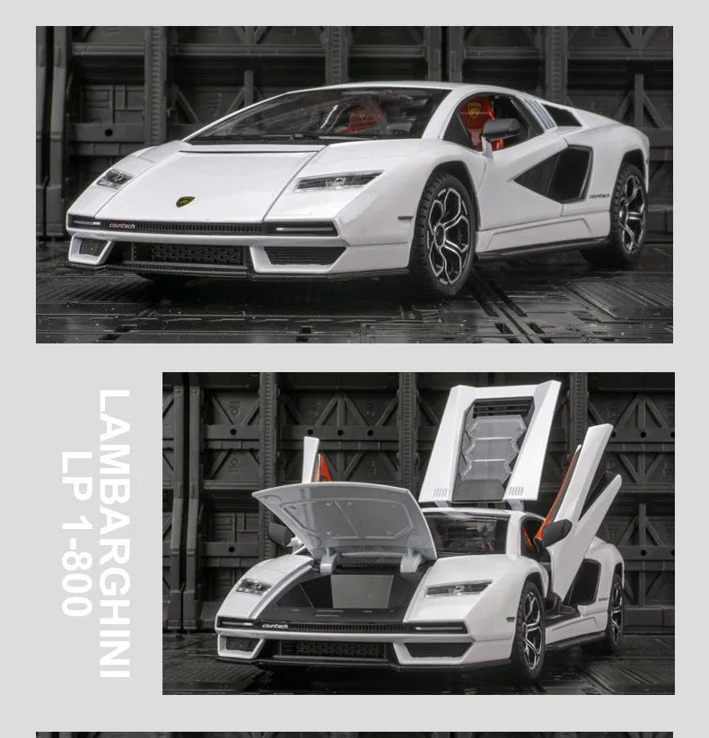 1:24 Lamborghini Countach LPI 800-4 Alloy Sports Car Diecast Model Sound Light Toy Exhibition Display Decoration Collestion Gift