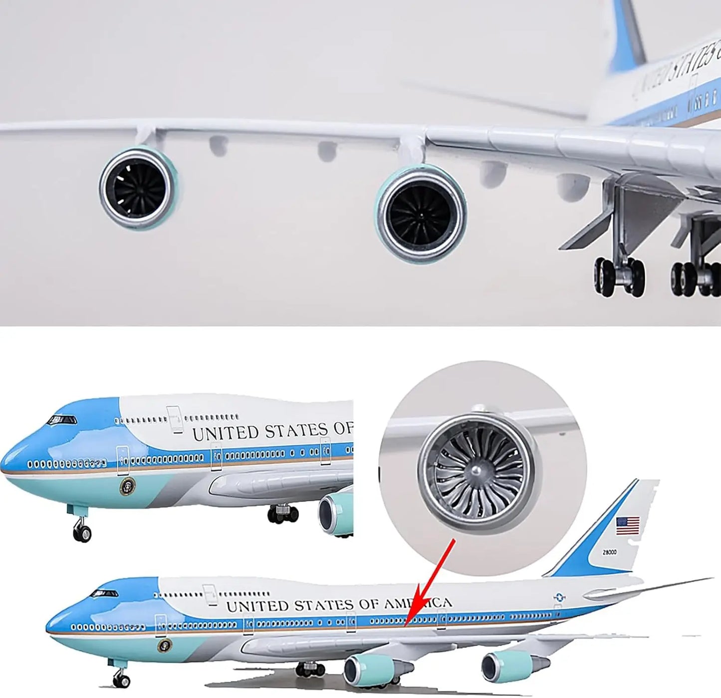 Avión modelo Air Force One B747 Airways escala 1:150 aviones de recuerdo de 47CM avión fundido a presión de resina simulada regalo de recuerdo