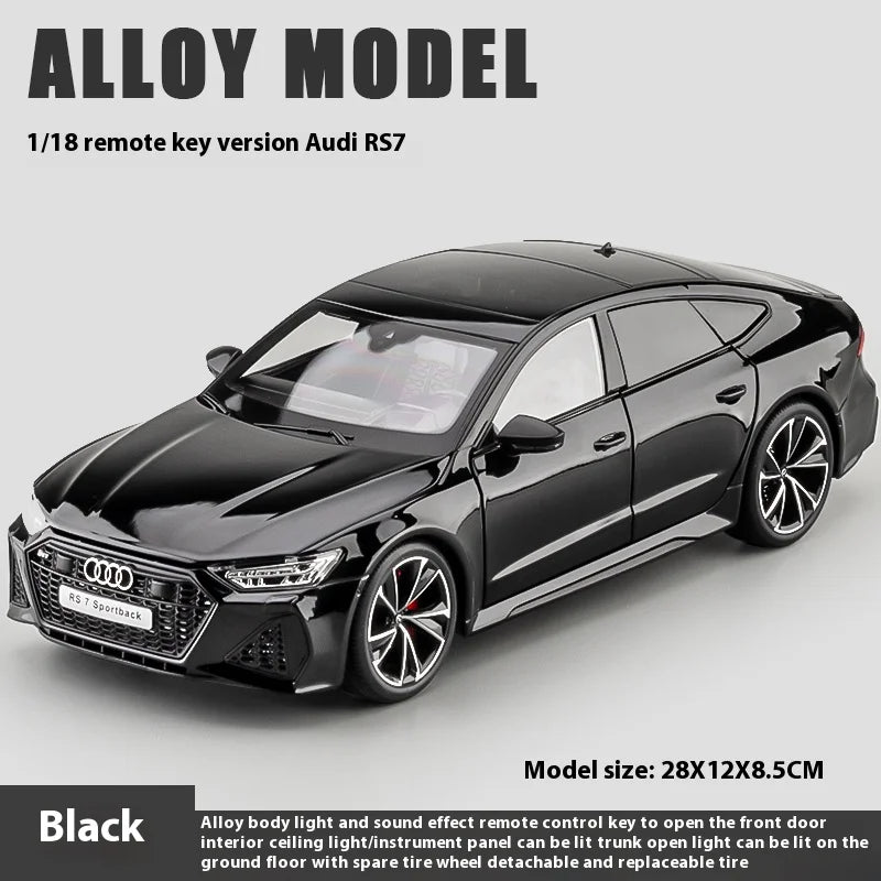 1:18 Key Remote Control Version AUDI RS7 Alloy Sports Car Model Diecast Metal Racing Car Vehicle Model Sound Light Kids Toy Gift