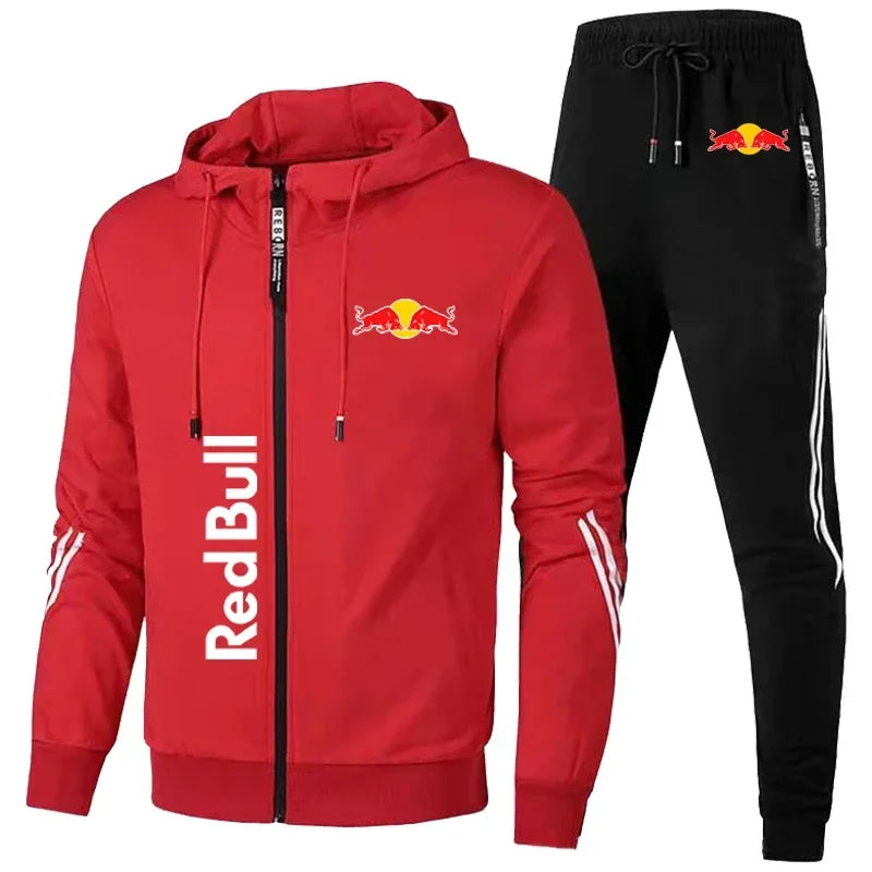 2025 Nueva chaqueta deportiva Red Bull, traje con capucha para hombre, estampado de logotipo Red Bull, chaqueta deportiva para ocio al aire libre, conjuntos de ropa Red Bull