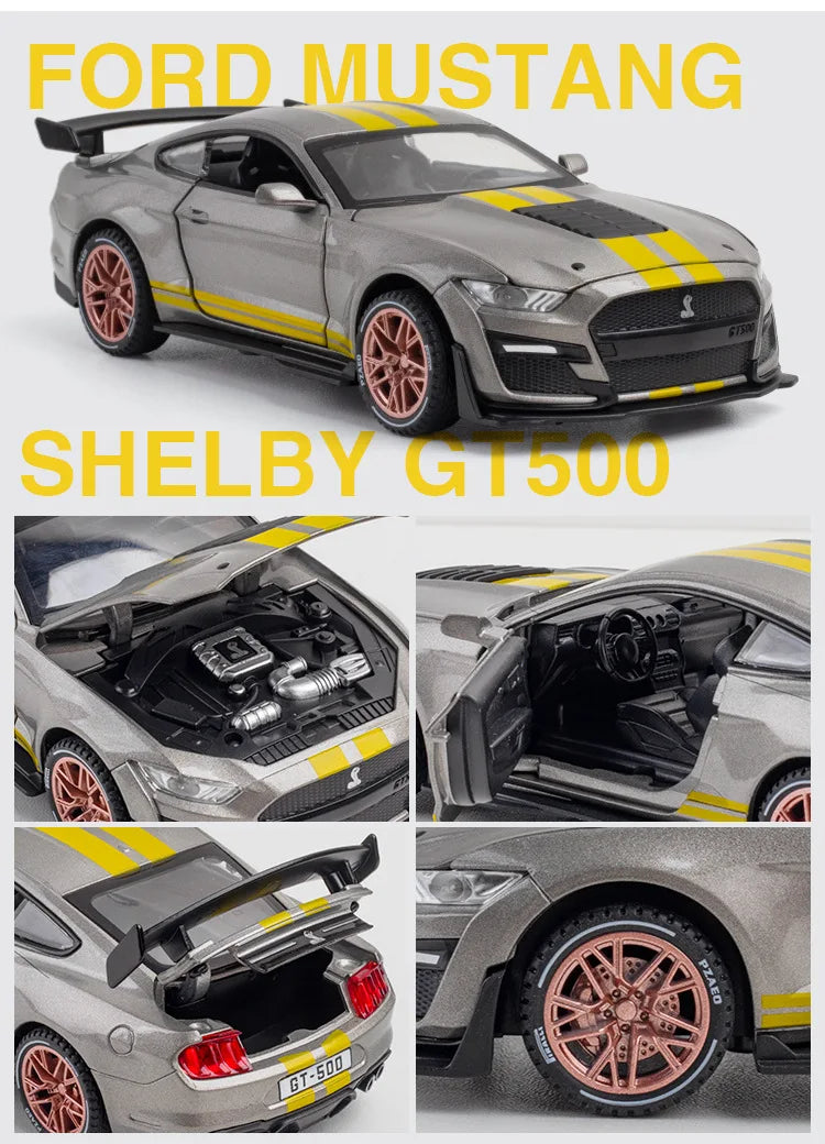 1:32 Ford Mustang GT500 Muscle Sports Car High Simulation Diecast Metal Alloy Model car Sound Light Collection Kids Toy Gifts