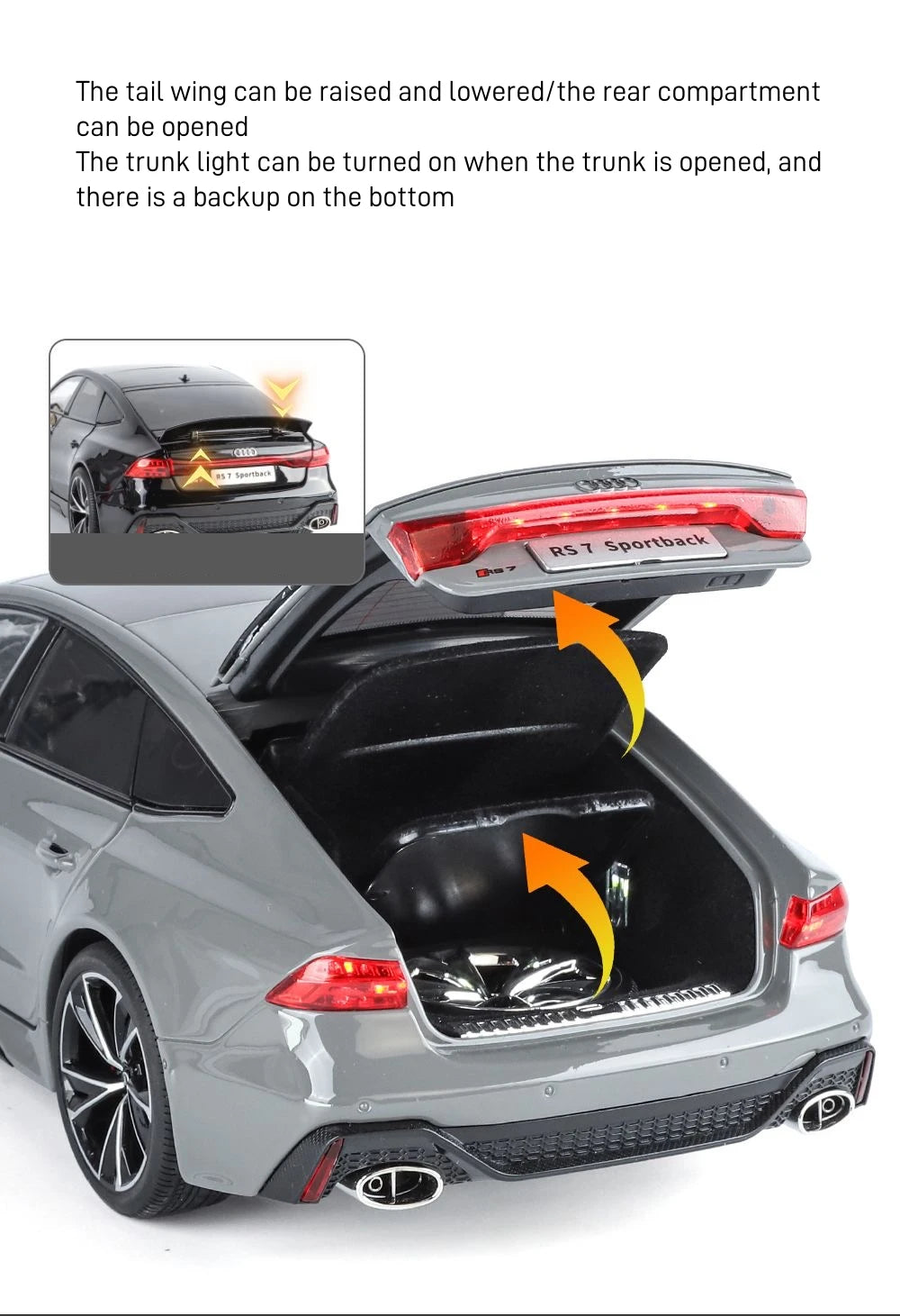1:18 Key Remote Control Version AUDI RS7 Alloy Sports Car Model Diecast Metal Racing Car Vehicle Model Sound Light Kids Toy Gift