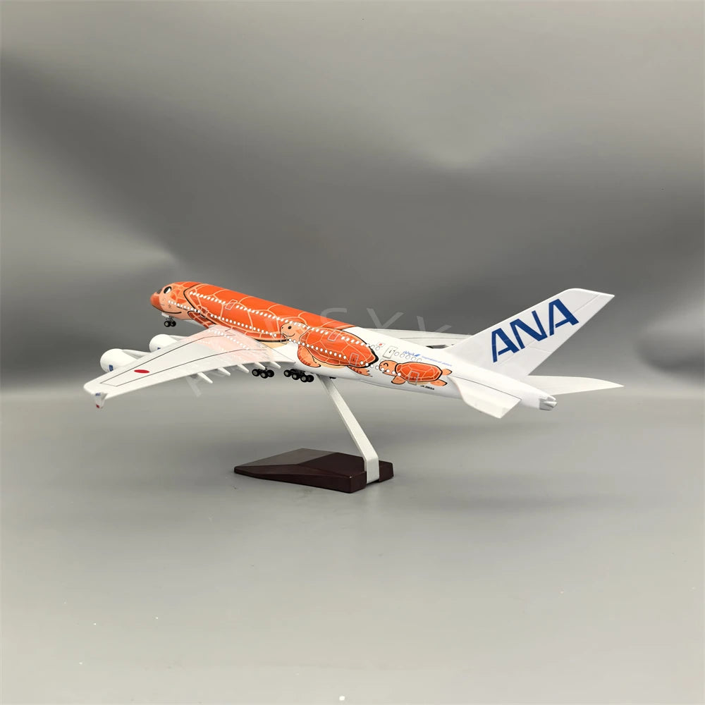 1:160 47CM Japón aire ANA juguetes Airbus A380 modelo avión dibujos animados tortuga marina aerolíneas avión fundido a presión para Decoración
