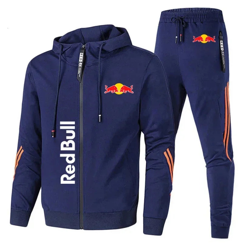 2025 Nueva chaqueta deportiva Red Bull, traje con capucha para hombre, estampado de logotipo Red Bull, chaqueta deportiva para ocio al aire libre, conjuntos de ropa Red Bull