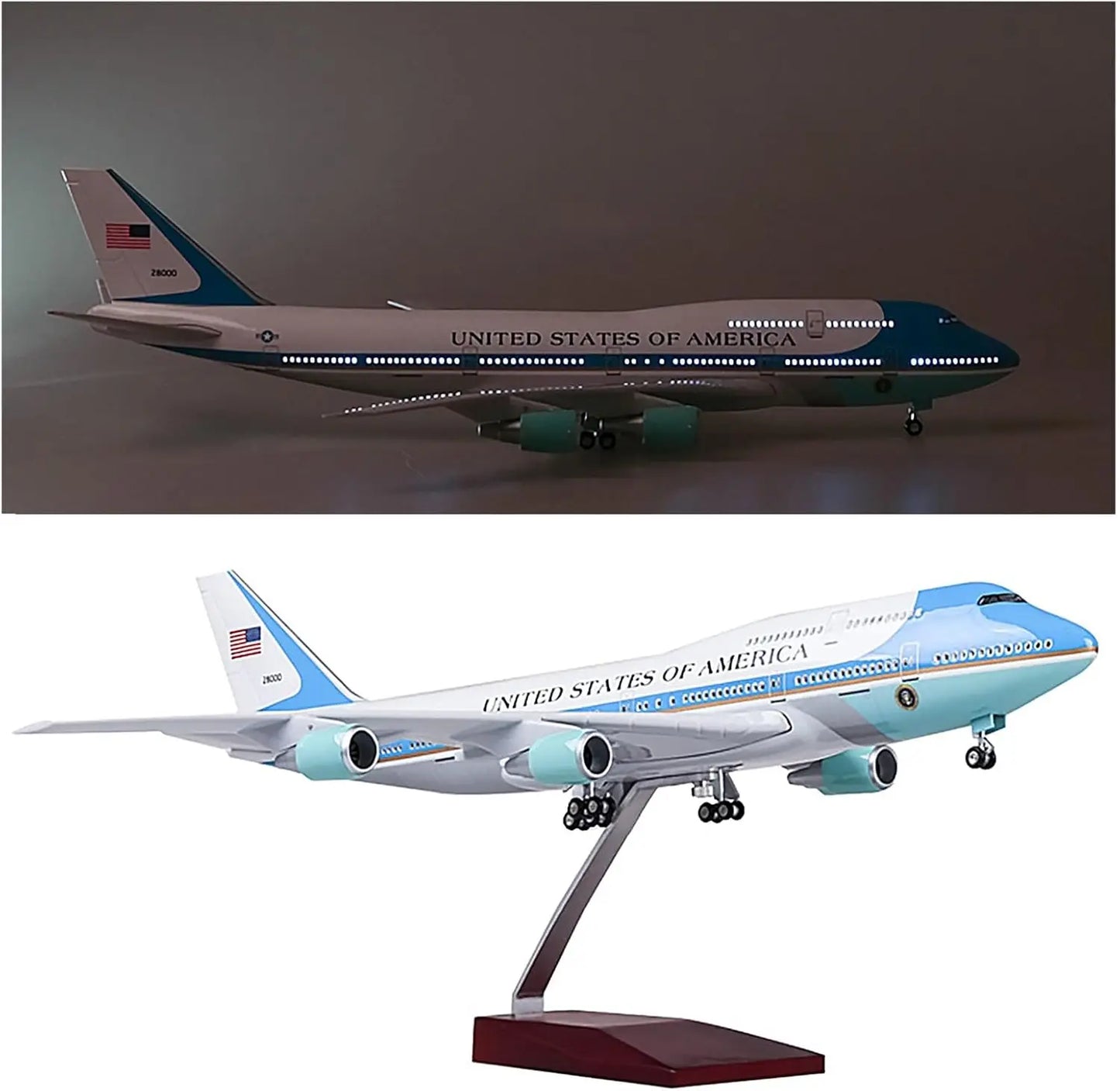 Avión modelo Air Force One B747 Airways escala 1:150 aviones de recuerdo de 47CM avión fundido a presión de resina simulada regalo de recuerdo