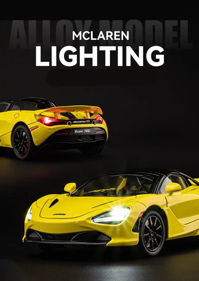 1:24 McLaren 720S Alloy Racing Car Model Diecast Metal Sports Car Model Simulation Sound and Light Collection Childrens Toy Gift
