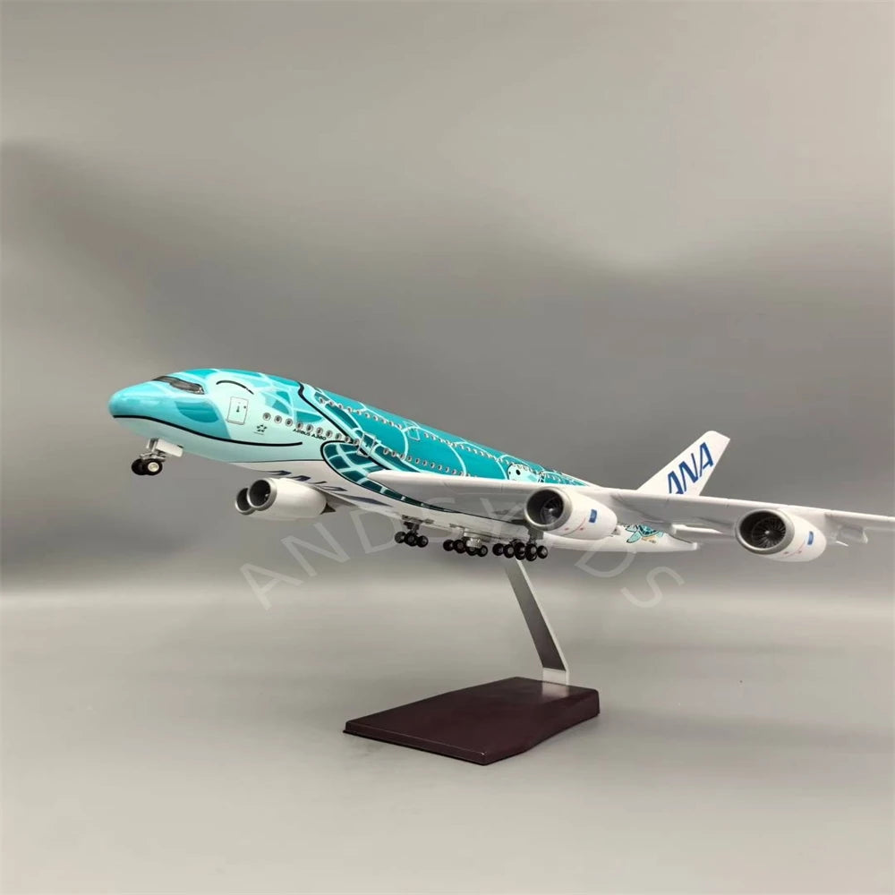 1:160 47CM Japón aire ANA juguetes Airbus A380 modelo avión dibujos animados tortuga marina aerolíneas avión fundido a presión para Decoración