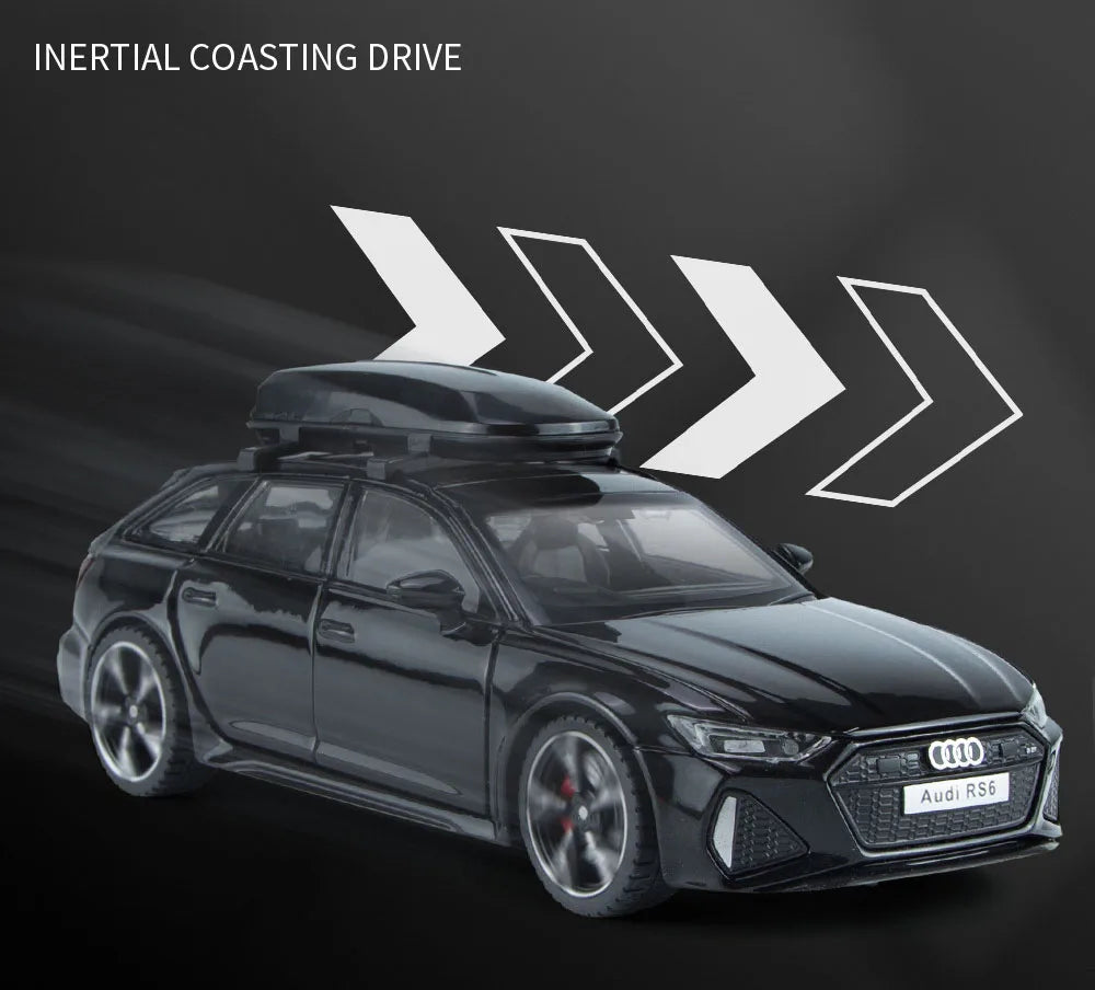1/32 Audi RS6 Toy Car Model with Sound Light Doors Opened Alloy Diecast Model Vehicle Collection Toy for Boy Adult Festival Gift