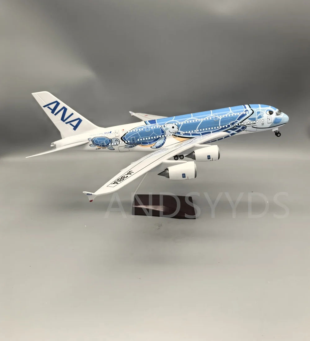 1:160 47CM Japón aire ANA juguetes Airbus A380 modelo avión dibujos animados tortuga marina aerolíneas avión fundido a presión para Decoración