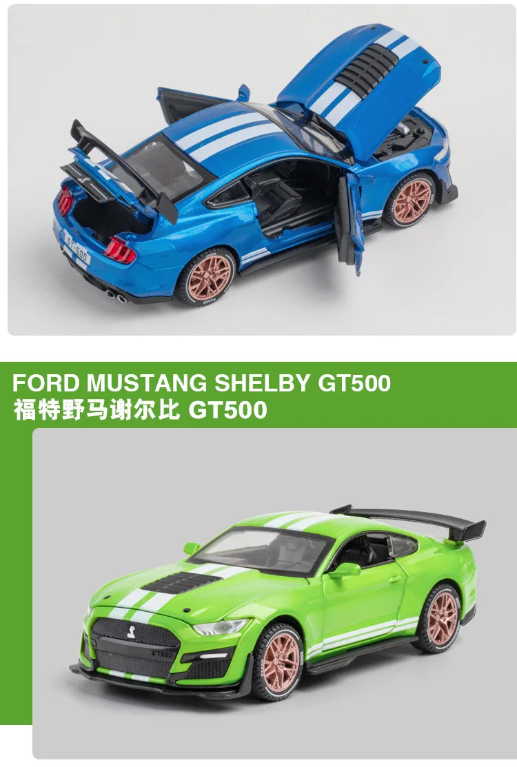 1:32 Ford Mustang GT500 Muscle Sports Car High Simulation Diecast Metal Alloy Model car Sound Light Collection Kids Toy Gifts