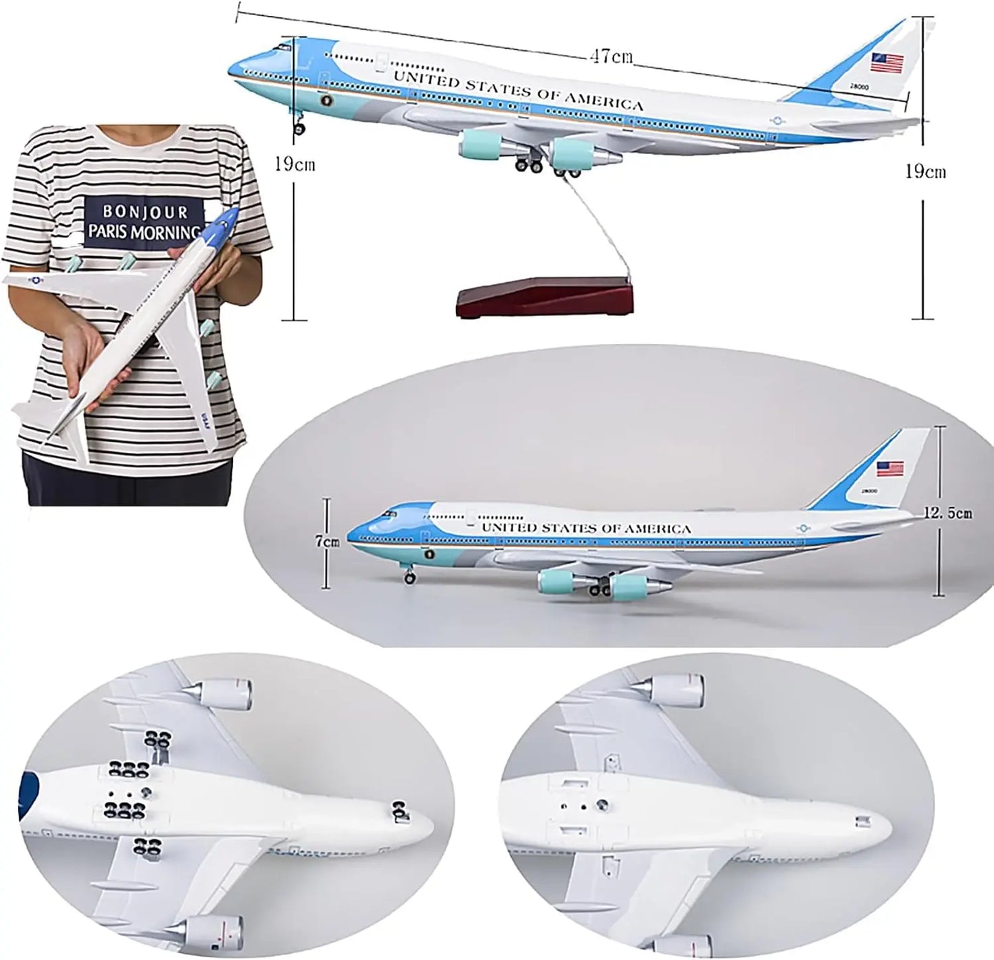 Avión modelo Air Force One B747 Airways escala 1:150 aviones de recuerdo de 47CM avión fundido a presión de resina simulada regalo de recuerdo