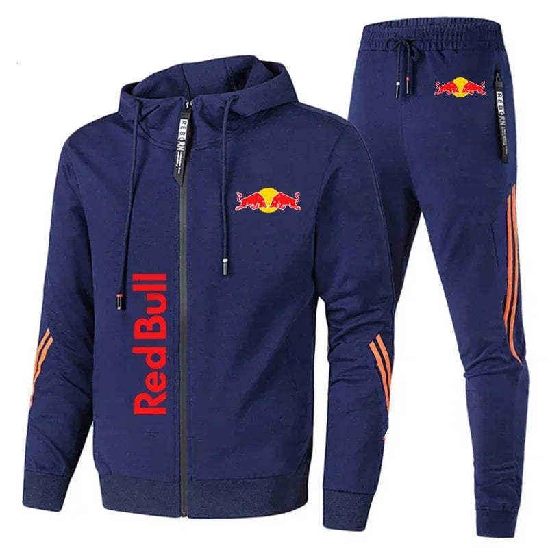 2025 Nueva chaqueta deportiva Red Bull, traje con capucha para hombre, estampado de logotipo Red Bull, chaqueta deportiva para ocio al aire libre, conjuntos de ropa Red Bull