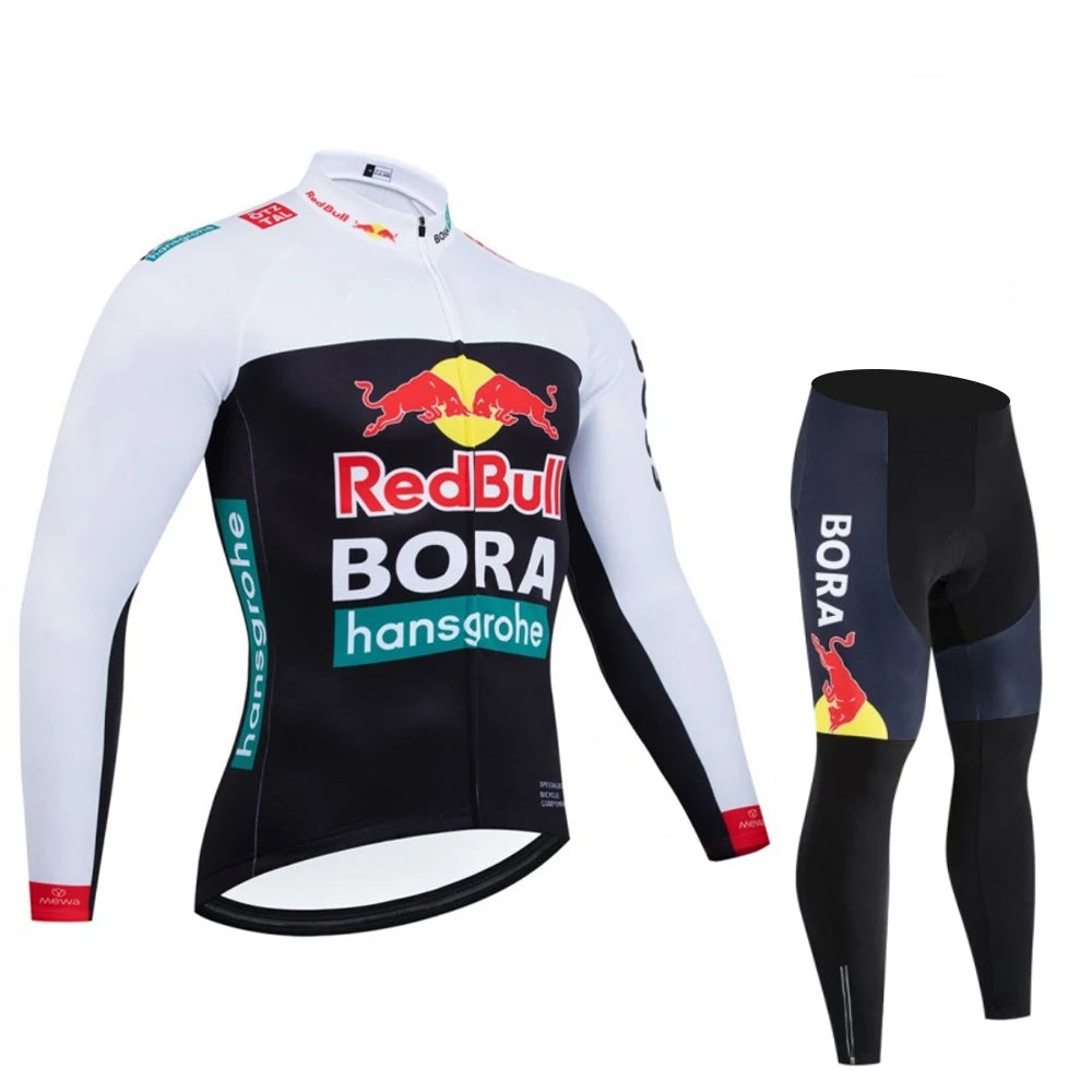 Red Bull-pantalones de ciclismo para hombre, camiseta de ciclismo de manga larga, accesorios para bicicleta de carretera, conjunto de chándal con pechera para bicicletas de montaña