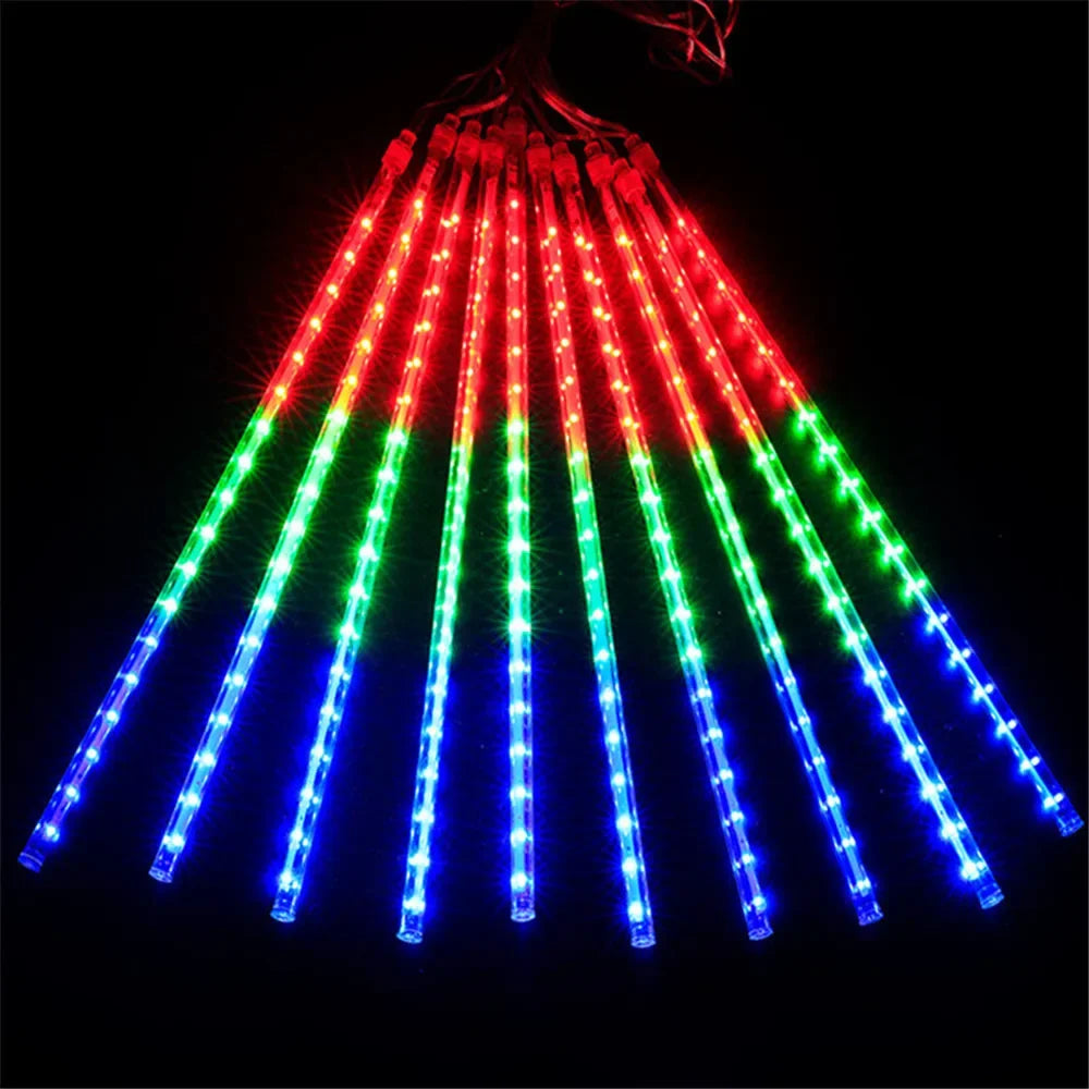 Navidad 2025 enchufe de la UE luces LED de lluvia de meteoritos caída de lluvia guirnalda de luces de hadas para decoración de Patio de fiesta de vacaciones