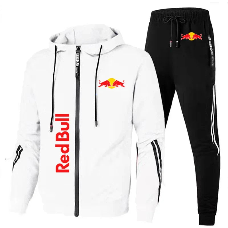 2025 Nueva chaqueta deportiva Red Bull, traje con capucha para hombre, estampado de logotipo Red Bull, chaqueta deportiva para ocio al aire libre, conjuntos de ropa Red Bull