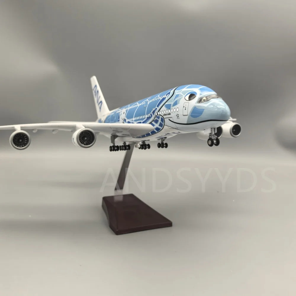 1:160 47CM Japón aire ANA juguetes Airbus A380 modelo avión dibujos animados tortuga marina aerolíneas avión fundido a presión para Decoración