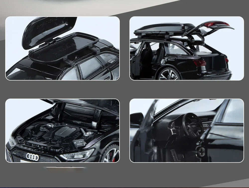 1/32 Audi RS6 Toy Car Model with Sound Light Doors Opened Alloy Diecast Model Vehicle Collection Toy for Boy Adult Festival Gift