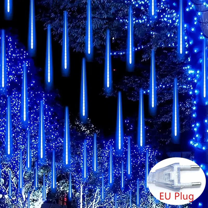Navidad 2025 enchufe de la UE luces LED de lluvia de meteoritos caída de lluvia guirnalda de luces de hadas para vacaciones Navidad fiesta Patio decoración