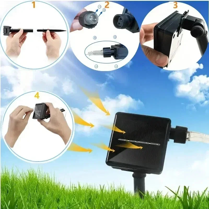 Navidad 2025 LED Solar lluvia de meteoros luz de lluvia caída gota de lluvia guirnalda de luces para fiesta Patio decoración navideña