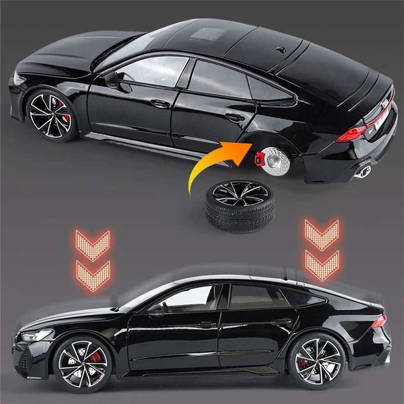 1:18 Key Remote Control Version AUDI RS7 Alloy Sports Car Model Diecast Metal Racing Car Vehicle Model Sound Light Kids Toy Gift