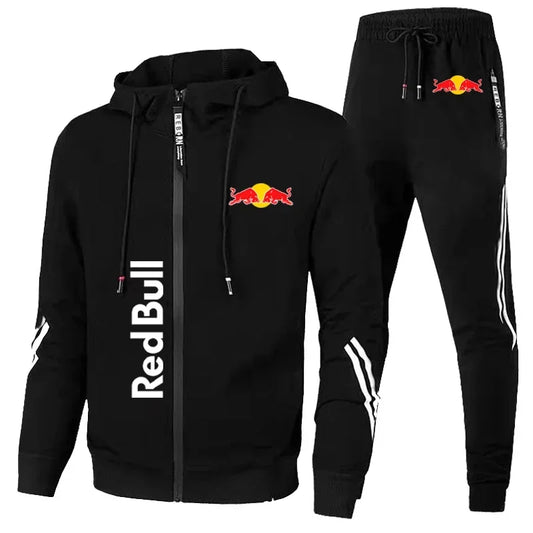 2025 Nueva chaqueta deportiva Red Bull, traje con capucha para hombre, estampado de logotipo Red Bull, chaqueta deportiva para ocio al aire libre, conjuntos de ropa Red Bull