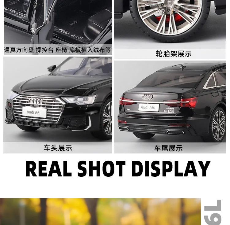 1:18 AUDI A6L Large Alloy Metal Diecast Car Model Sound & Light Collect Ornaments Decorate Gift For Boyfriend Present Birthday