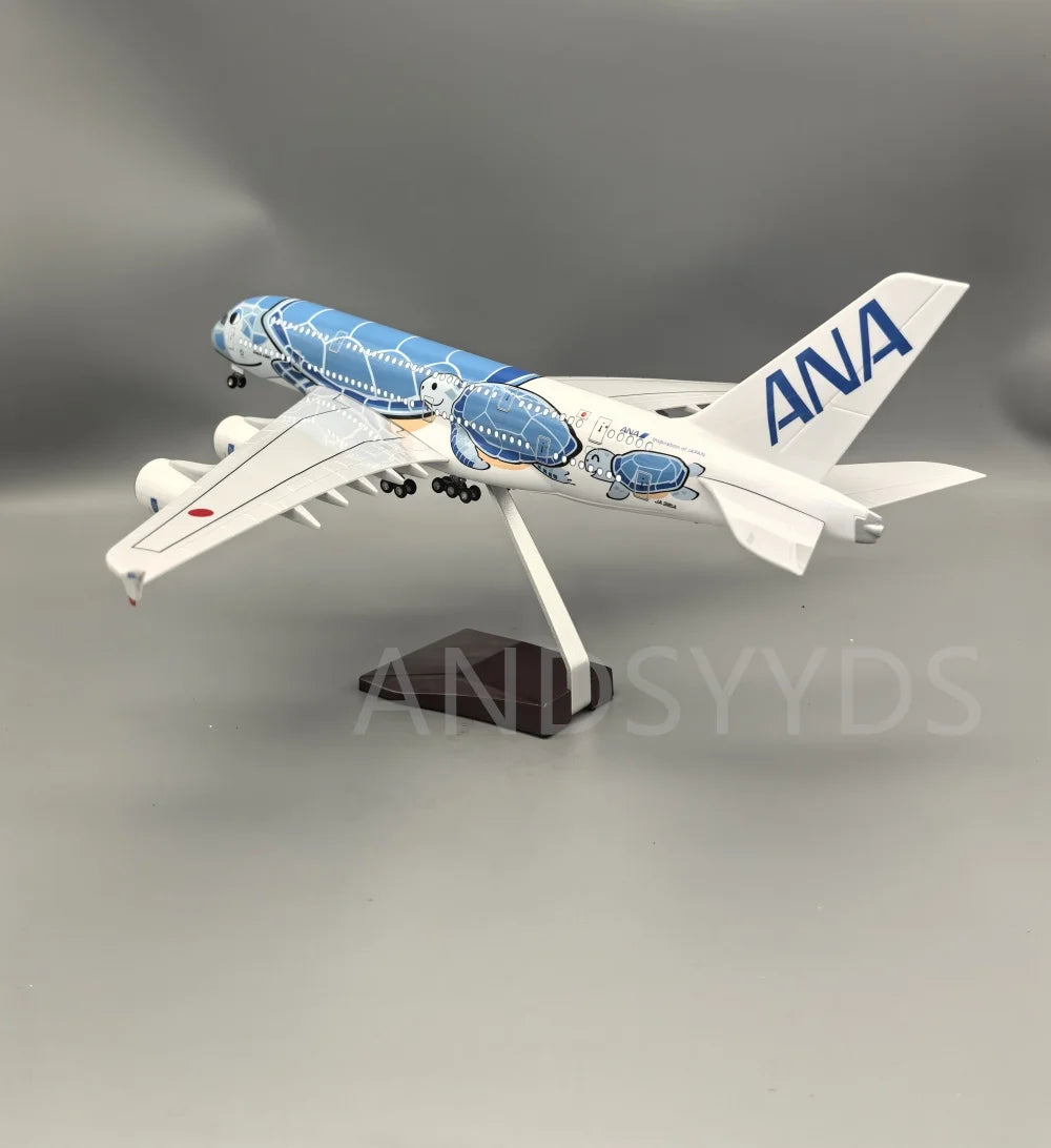 1:160 47CM Japón aire ANA juguetes Airbus A380 modelo avión dibujos animados tortuga marina aerolíneas avión fundido a presión para Decoración
