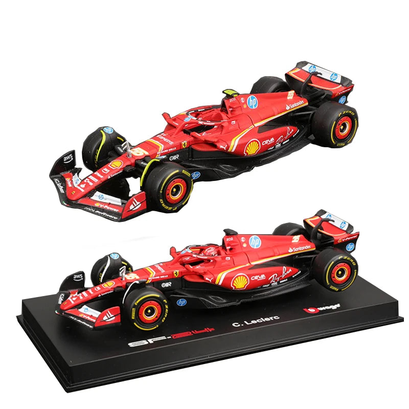 Bburago 1:43 Ferrari SF24 F1 Modelo de coche 2024 Temporada 16 #   Leclerc 55 #   Regalo de juguete de carreras de fórmula fundido a presión de vehículo de lujo de aleación Sainz