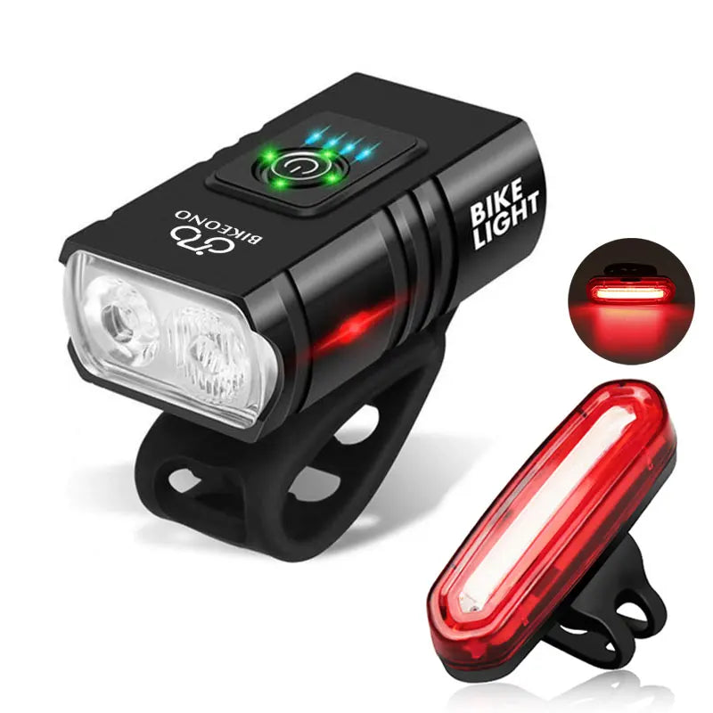 Luz de bicicleta T6 LED frontal USB recargable MTB lámpara de bicicleta de montaña 1000LM faro de bicicleta linterna ciclismo Scooter cola