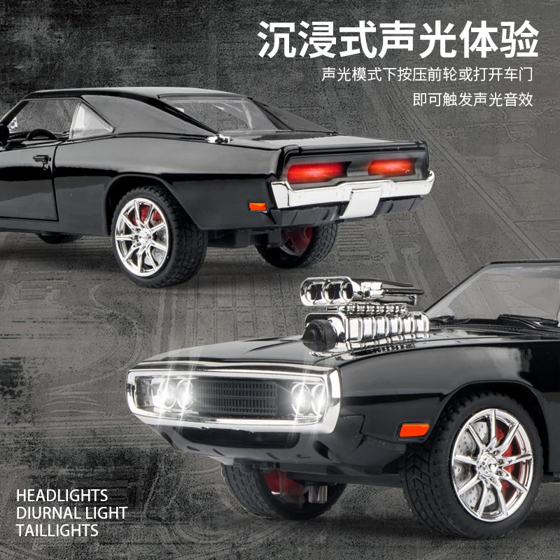 1:24 Dodge Charger 1970 Fast & Furious Alloy Car Diecasts & Toy Vehicles Car Model Sound and light Car Toys For Kids Gifts